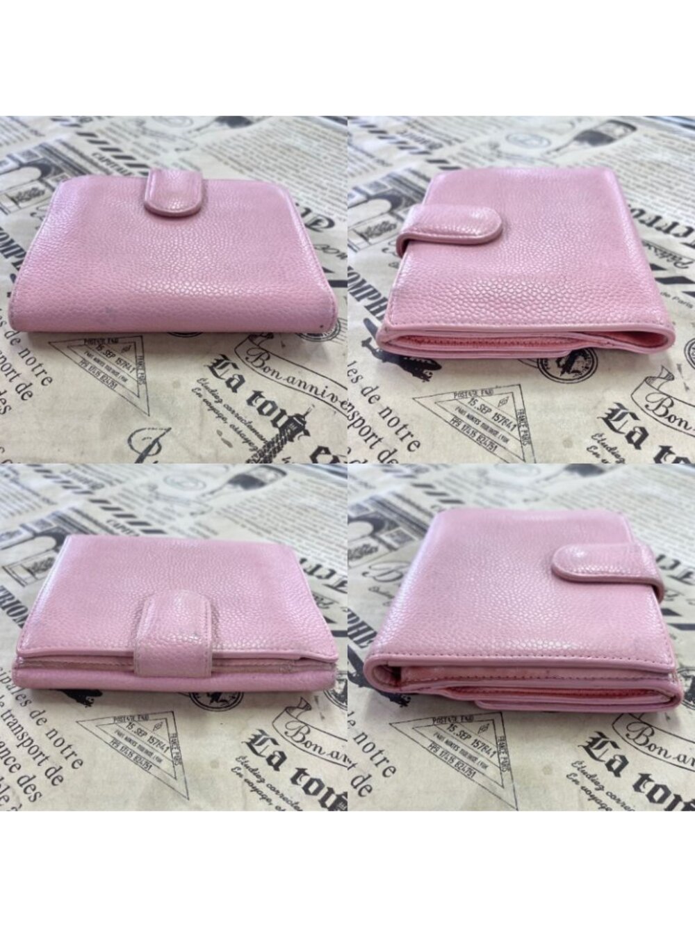 Chanel Fold Wallet Hook CC Logo Caviar Leather Pink - Picture 4 of 15